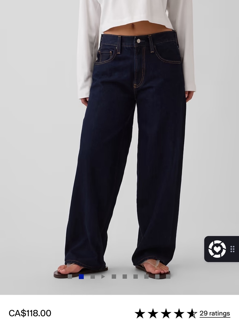 Hailey Bieber GAP Extra Baggy Low Rise Jeans in Dark Indigo